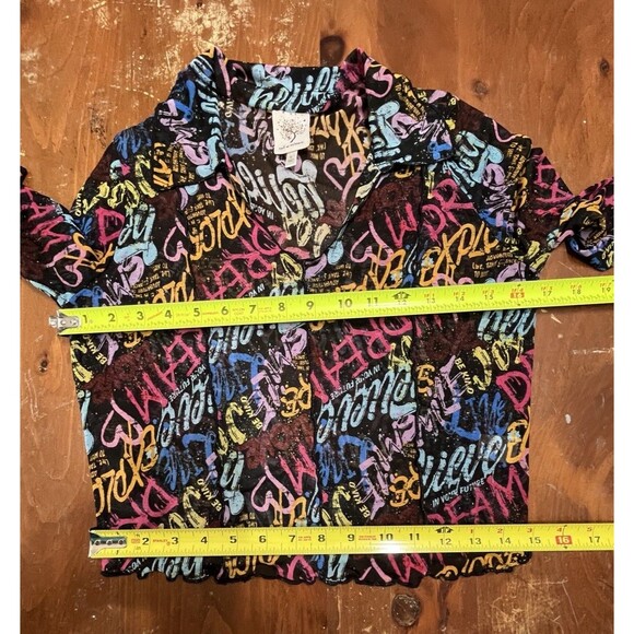 Vtg Y2K Self Esteem Large Art To Wear Fairy Graffiti Whimsigoth Mesh Cropped - Picture 7 of 12